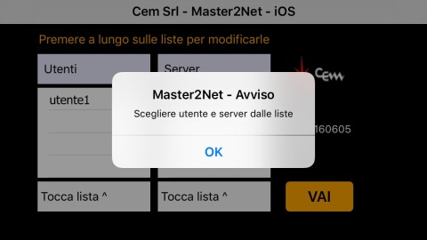 screenshot di avviso per dati incompleti